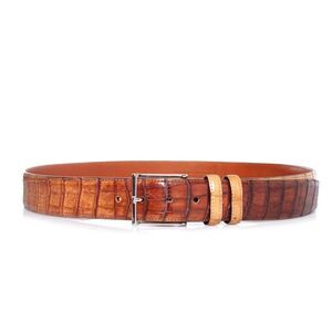 Santoni alligator leather belt in gradient light brown